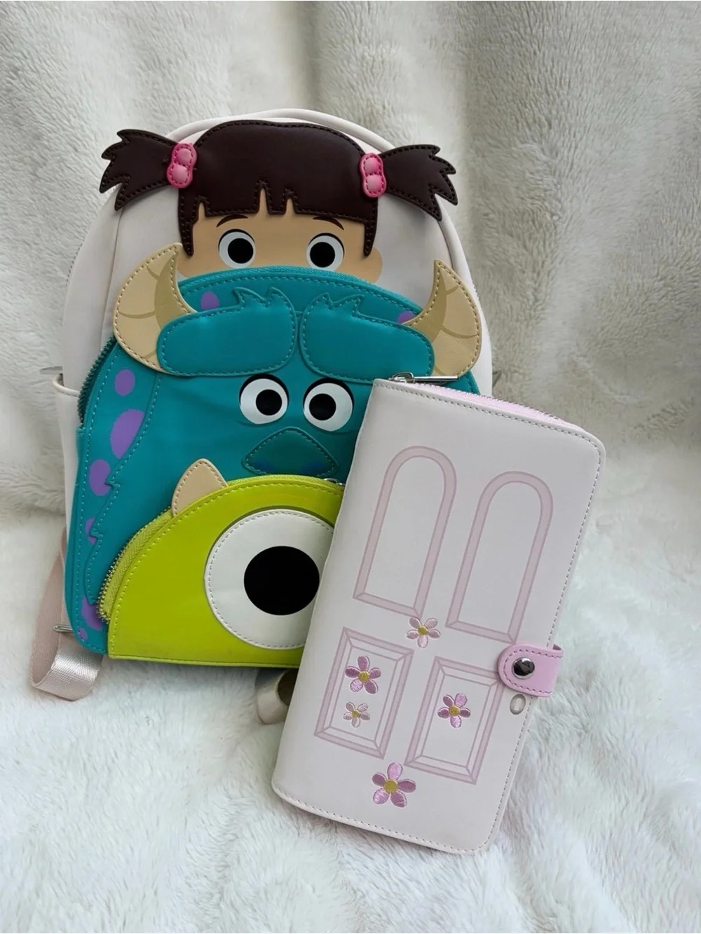 Pixar Monsters, Inc. Character Loungefly Backpack & Matching Boo Door Wallet